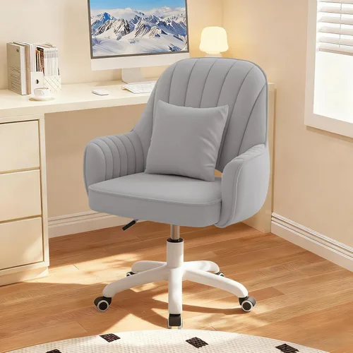 Miniatura 8 de Silla de Oficina para el Hogar de Terciopelo Sillas de Tocador Bonita Silla de Escritorio de Maquillaje con Ruedas Respaldo Medio Sillas de Rosa