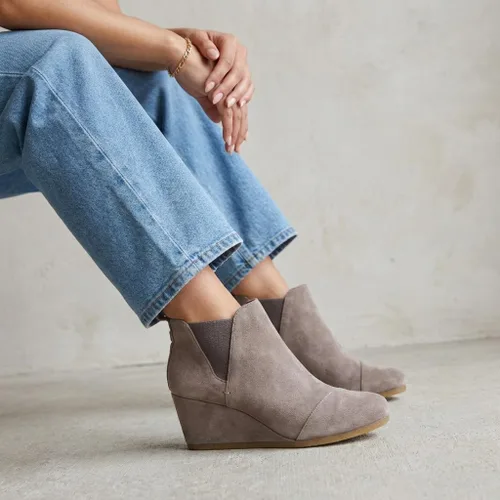 Miniatura 12 de Dunes Zoey - Botines de cuña para mujer, ante vegana suave, diseño fácil de poner, espuma viscoelástica, disponibles en anchos amplios
