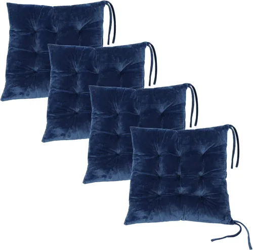 Miniatura 15 de Juego de 2 cojines para sillas de comedor con lazos, almohadilla antideslizante para silla de cocina para interior y tapete de asiento de comedor