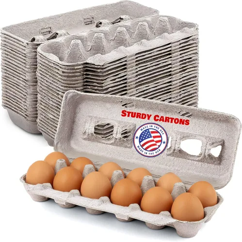 Miniatura 8 de MT Products Cartones de huevos impresos personalizados 1 docena - Contenedor de huevo personalizado de pulpa natural - Hecho en EE. UU