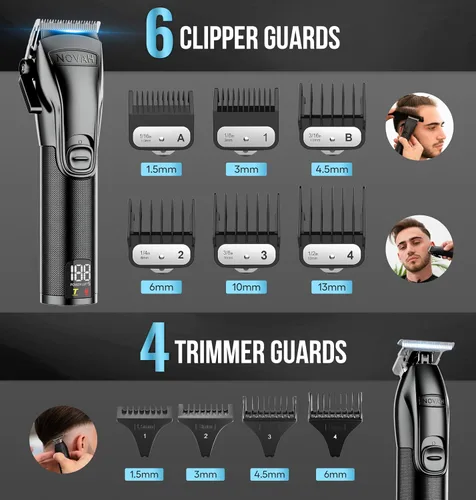 Miniatura 5 de Novah - Juego de cortapelos y recortadores profesionales de peluquería – Máquina de afeitar de papel de aluminio profesional para hombres, cortadora
