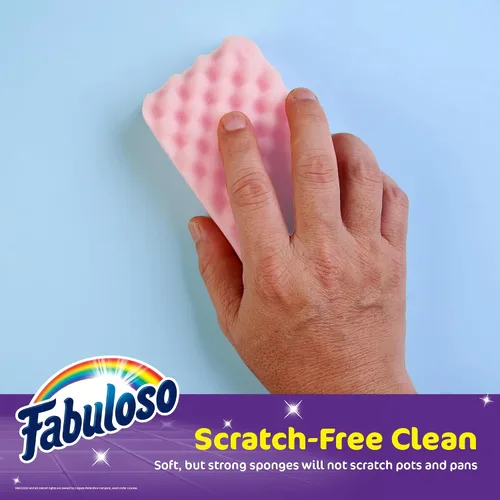 Miniatura 4 de Esponjas Fabuloso, Púrpura - Limpiador sin arañazos para platos y superficies - Esponja para lavar platos para una experiencia de limpieza audaz
