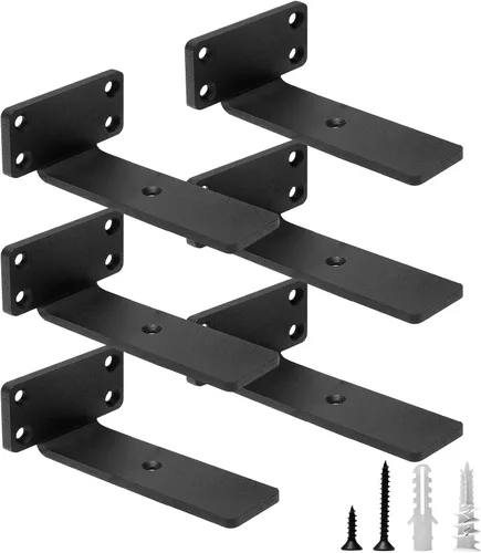 Miniatura 11 de HITOMEN Soportes de estante flotante de servicio pesado, accesorios de estantes ocultos de 8 pulgadas (1/5 pulgadas de grosor), soportes de hierro