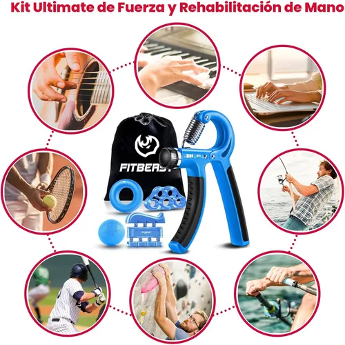 Miniatura 5 de FitBeast - Kit para fortalecer mano y dedos (5 accesorios), fortalece potencia de la mano y dedos y agarre, también fortalece la muñeca Azul claro