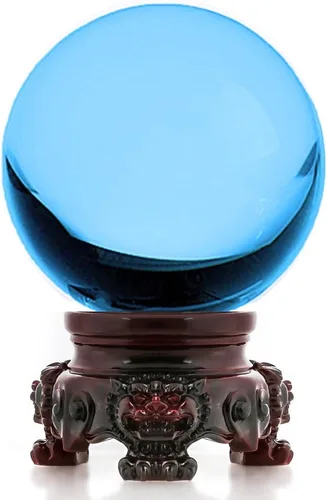 Miniatura 7 de Amlong Crystal bola de cristal de 3 pulgadas (80 milímetros) con base de secoya con diseño de león Morado