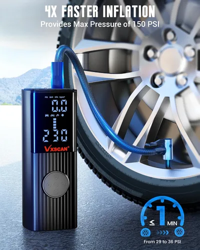 Miniatura 3 de Inflador de neumáticos, compresor de aire portátil para neumáticos de automóvil, batería de 150 PSI y 20000 mAh, bomba de neumáticos inalámbrica