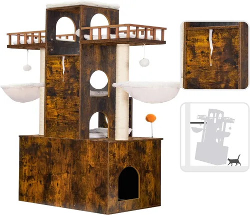 Miniatura 8 de Heybly Árbol para Gatos con Compartimento para Caja de Arena para Gatos Grandes de Interior, Torre para Gatos Grandes de 20 Libras de Servicio