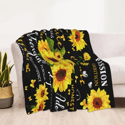 Miniatura 5 de Regalos de girasol para mujer, manta curativa positiva de girasol, cumpleaños para mujeres y mamá, mantas de franela suave con girasoles decorativos