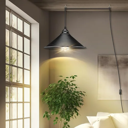 Miniatura 3 de LYOOWNG Lámpara colgante con enchufe, luces colgantes más grandes con cable enchufable con interruptor de encendido/apagado, lámpara colgante