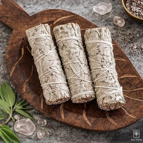 Miniatura 3 de SOUL STICKS Paquete de 3 Palos de Salvia Blanca Orgánica de 4 Pulgadas para Sahumerio Cantidades a Granel para Limpieza del Hogar, Meditación