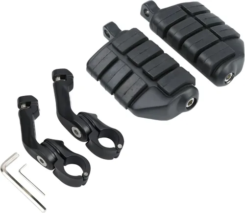 Miniatura 23 de TCT-MOTORPARTS Estriberas negras de 1/4 de pulgada y 1.25 pulgadas, estriberas ajustables para motocicleta en ángulo largo para Harley Touring Road