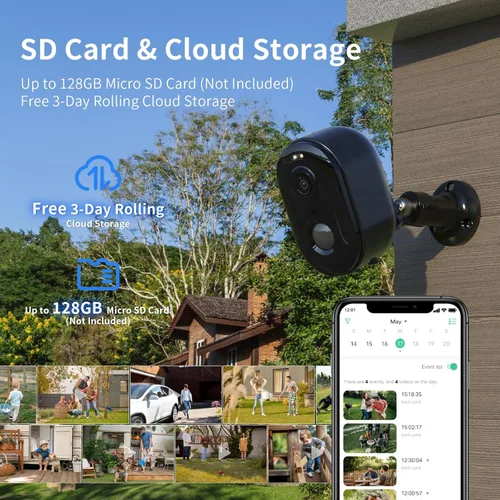 Miniatura 6 de Cámaras de seguridad inalámbricas para exteriores, cámaras WiFi 2K alimentadas por batería para seguridad del hogar, visión nocturna a color, 1