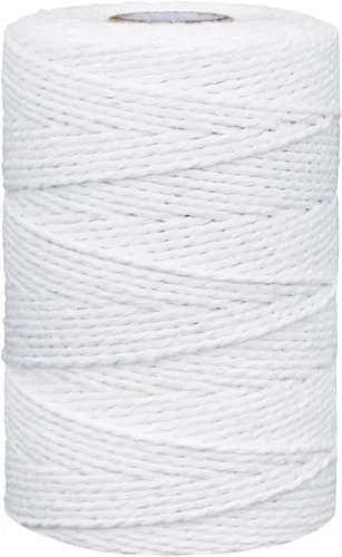 Cuerda de cordel, 500 pies de algodón para carniceros de cocina, cuerda de cocina para manualidades, asar, envolver regalos, decoración de Blanco