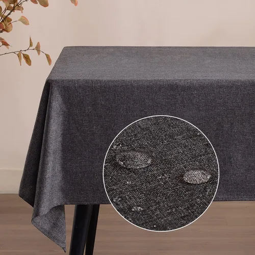 Miniatura 26 de Mantel rectangular de 55 x 95 pulgadas, impermeable, resistente a las manchas y a las arrugas, lavable, mantel de lino sintético resistente, mantel