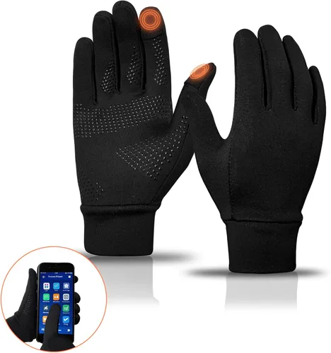 Miniatura 2 de Guantes de invierno para correr para hombres y mujeres, forro térmico para clima frío, guantes térmicos cálidos negros para pantalla táctil, guantes