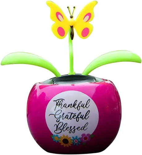 Juguete solar de flores bailarinas para automóvil, lindo agitador de rosa, maceta de mariposa, tablero de instrumentos oscilante, juguete para Rosa