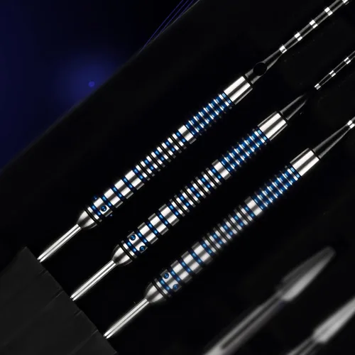 Miniatura 5 de Formula Sports Juego de dardos de punta de acero al 90% tungsteno, juego de puntas de metal profesionales disponibles en 0.74 oz/0.78 oz/0.81 Azul