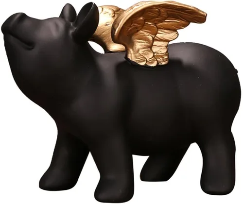 Colias Wing Decoración para el hogar-Cuddly Pig Shape Diseño Elegante Banco de Monedas Banco de Ahorro de Dinero Banco de Juguete Cents Penny Piggy