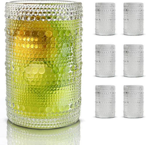 Miniatura 11 de Vasos de Beber Hobnail, Juego de Cristalería Vintage de 6 Piezas, Vasos de Beber Vintage 340 ml, Vasos de Burbujas para Beber, Vasos Hobnail, Vasos