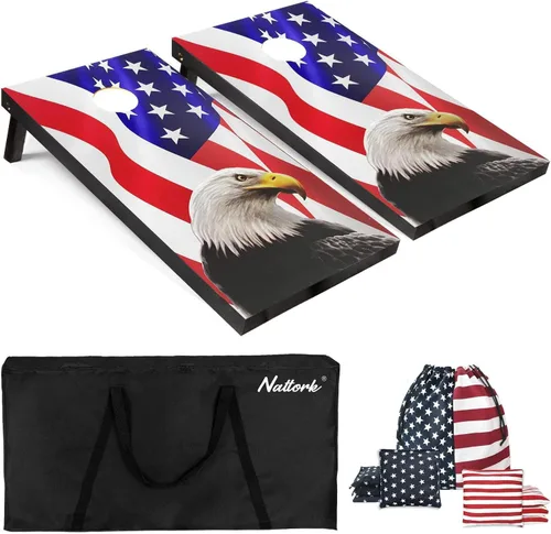 Miniatura 11 de Juego de tablas de Cornhole de 4 x 2 de tamaño reglamentario con bolsas de transporte y 8 bolsas de frijoles, juego de lanzamiento de frijoles