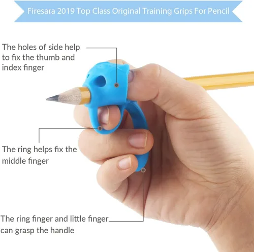 Miniatura 3 de Firesara - Empuñaduras de entrenamiento para lápiz, agarre de entrenamiento para niños, ergonómico, 5 dedos, juegos fijos para corrección de postura