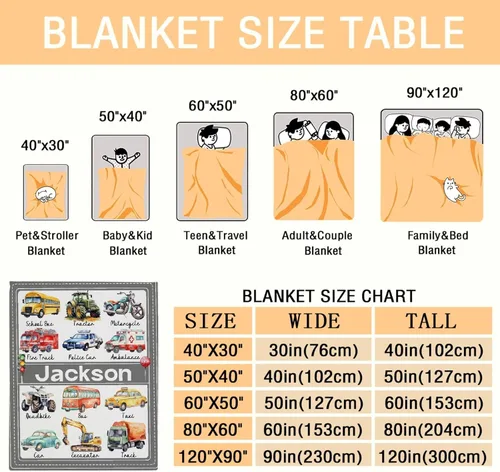 Miniatura 4 de Mantas con nombre personalizado, manta de transporte personalizada, manta de automóvil ultrasuave para niños y niñas, regalo de 40 x 50 pulgadas