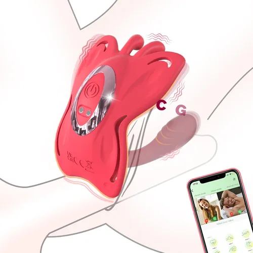 Miniatura 11 de Control remoto de aplicación para parejas, vibrador portátil, juguetes sexuales para mujeres adultas, vibrador de braga de larga distancia con Rojo
