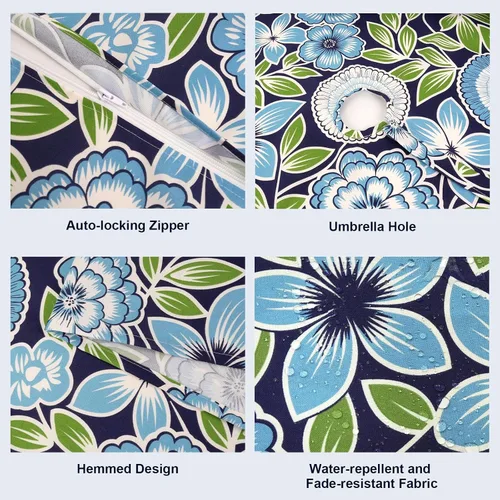 Miniatura 3 de Mantel redondo para exteriores e interiores con cremallera de agujero para paraguas, funda decorativa para mesa circular para jardín del hogar, 60