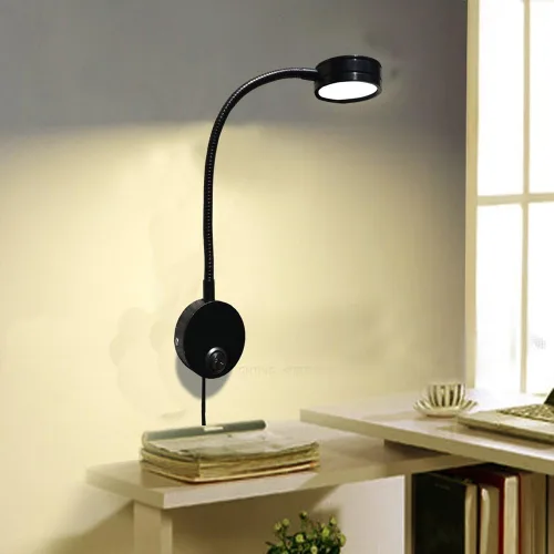 Miniatura 2 de Onerbuy Youngine - Lámpara de pared de cuello de cisne flexible con cable de 5 W, lámpara de lectura de obras de arte, luz de acento, montaje