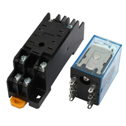 Miniatura 3 de Uxcell a15062300ux0219 IEC255 DC relé de potencia electromagnética DPDT de bobina de 8 pines y 12 V con base de zócalo