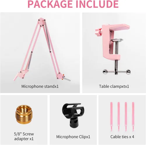 Miniatura 8 de FEELWORLD AMS1 Brazo de brazo de micrófono, soporte de brazo de micrófono ajustable con tornillo de 3/8 a 5/8 pulgadas, compatible con PM1 y otros