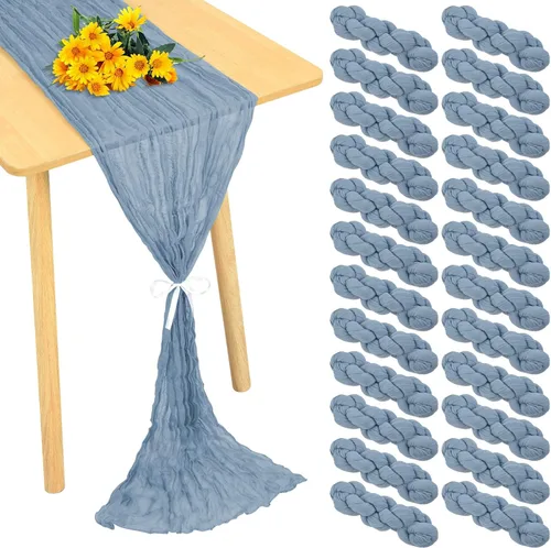Miniatura 23 de Paquete de 24 caminos de mesa de estopilla de 20 x 120 pulgadas, camino de mesa de tela de queso a granel, romántico, bohemio, tela de gasa Beige