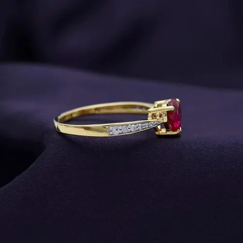Miniatura 5 de AFFY Anillo de compromiso con corazón solitario de oro amarillo de 14 quilates sobre plata de ley