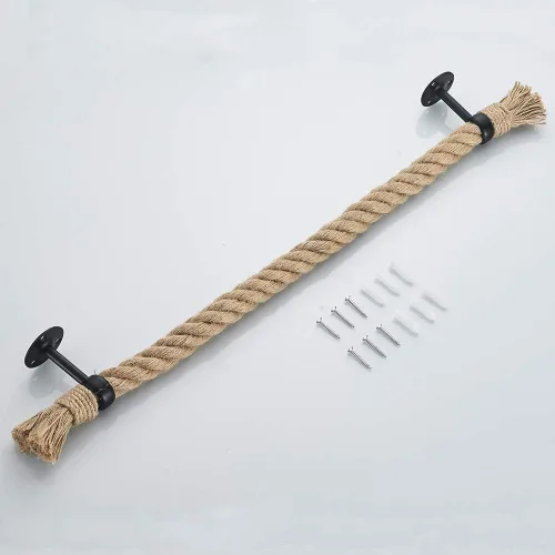 Miniatura 5 de YJ YANJUN Toallero náutico negro accesorios náuticos para baño, decoración de baño náutico, toalleros de cuerda para baño montado en la pared
