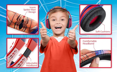 Miniatura 2 de eKids Spiderman - Auriculares para niños, diadema ajustable, sonido estéreo, conector de 0.138 in, auriculares con cable para niños, auriculares