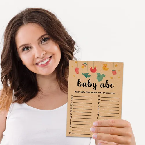 Miniatura 4 de Baby ABC Juego de Baby Shower, 30 unidades, kraft, juego de mesa, todas las edades, inglés, cartulina, manual, unisex, baby shower y alfabeto