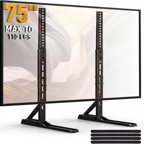 PERLESMITH - Soporte universal para TV de 22 a 75 pulgadas, soporte de mesa para TV ajustable en altura, excelentes patas de reemplazo para TV con
