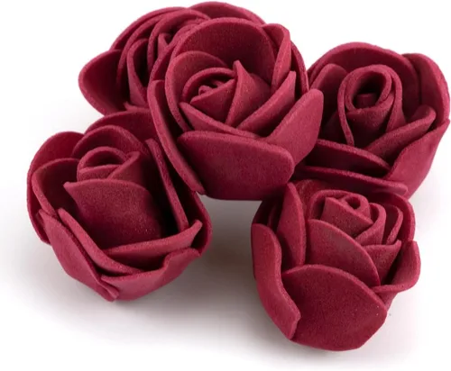 Miniatura 3 de IFAMIO 100 piezas de rosas artificiales de espuma color burdeos, mini flores falsas, cabezas de rosas artificiales artificiales para ramos