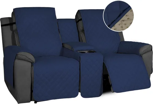 Miniatura 10 de Easy-Going Funda de sofá reclinable antideslizante con consola, resistente al agua, funda de sofá reclinable doble con correa ajustable, funda Beige