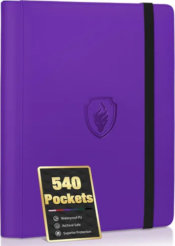 Miniatura 30 de Fabmaker - Carpeta de tarjetas prémium con 9 bolsillos para 360 tarjetas, carpeta de tarjetas coleccionables de poliuretano resistente, álbum