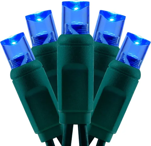 Miniatura 14 de Luces de Navidad de gran angular de una pieza rojas y verdes, 140 unidades, 48 pies, 2 juegos de 70 LED de 24 pies de alto, impermeables, 0.197 in