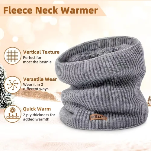 Miniatura 2 de Polainas de cuello de invierno para hombre, paquete de 3, calentador de cuello para mujer, térmica, gruesa, cálida, forro polar, clima frío, bufanda