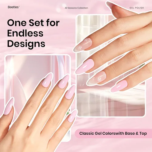 Miniatura 5 de Beetles - Juego de 3 esmaltes de uñas de gel rosa de 0.5 fl oz (0.5 fl oz), capa superior y base de gel que no se limpia, lámpara UV y capa superior
