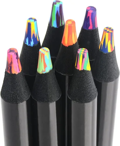 nsxsu Suministros de arte para niños, adolescentes y adultos, 8 lápices arcoíris, suministros de dibujo, lápices de colores gigantes para dibujar
