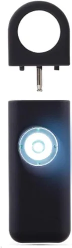 Alarma personal segura para mujeres con alfiler, sirena fuerte y luz LED estroboscópica intermitente, sirena de autodefensa patentada. Alarma de