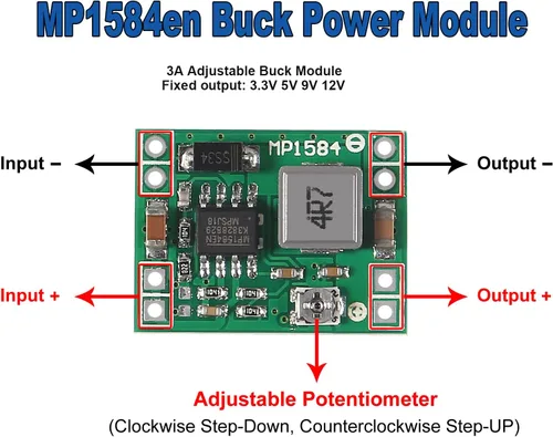 Miniatura 2 de 6PCS MP1584 MP1584EN DC-DC 3A Voltaje Ajustable Buck Convertidor Mini Voltaje Fuente de Alimentación Step Down Module 24V a 12V 9V 5V 3V