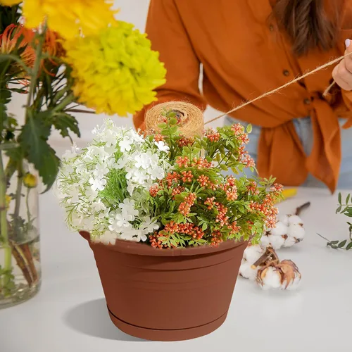 Miniatura 4 de 4 Piezas Macetas Colgantes para Plantas de Interior, 10" Macetas Grandes de Plástico Colgantes con Bandejas de Drenaje y Soporte de Cadena