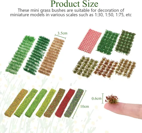 Miniatura 2 de Redbaker 288 Piezas Mechones de Césped Estático Racimo de Flores Grupos de Vegetación Autoadhesivos Mechones de Césped de Modelo Artificial DIY