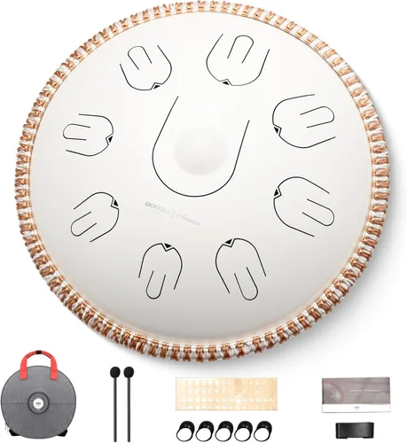 Miniatura 7 de Moozica Tambor de lengua de acero para mano, 14 pulgadas, 17 notas en re menor con diseño de octava sobretono, instrumento de percusión de tambor