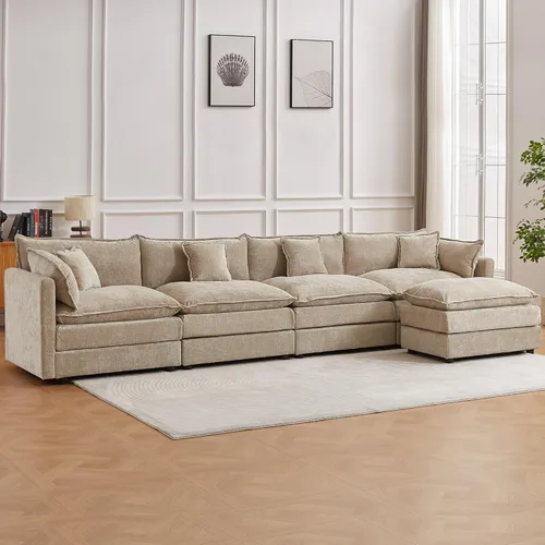 Miniatura 12 de Sofá modular seccional, juego de sofá en forma de L de 77 pulgadas con reposabrazos, cómodos sofás de nube de 2 plazas para sala de estar